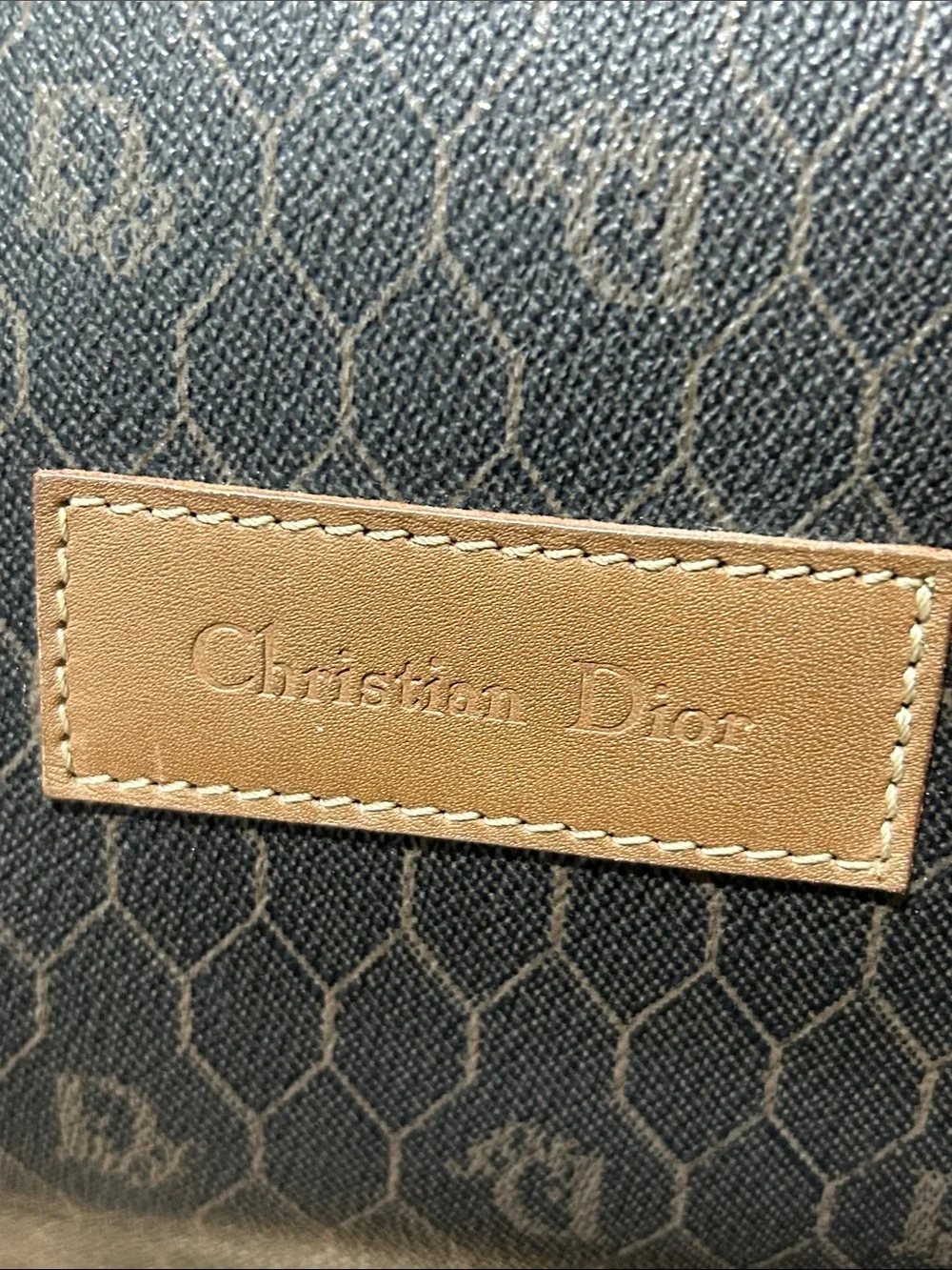Vintage Christian Dior Black X Brown Monogram Trotter Honeycomb Boston Duffle - Picture 5 of 16